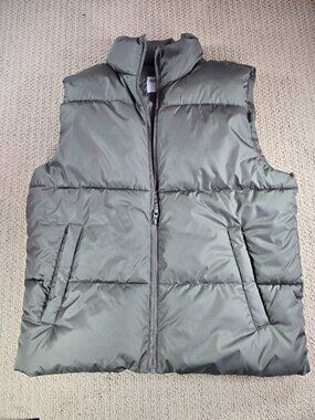 Old Navy Mens Medium Green Puffer Vest w/Zipped Pockets
